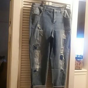 Chico's so slimming patchwork ankle fit jeans.